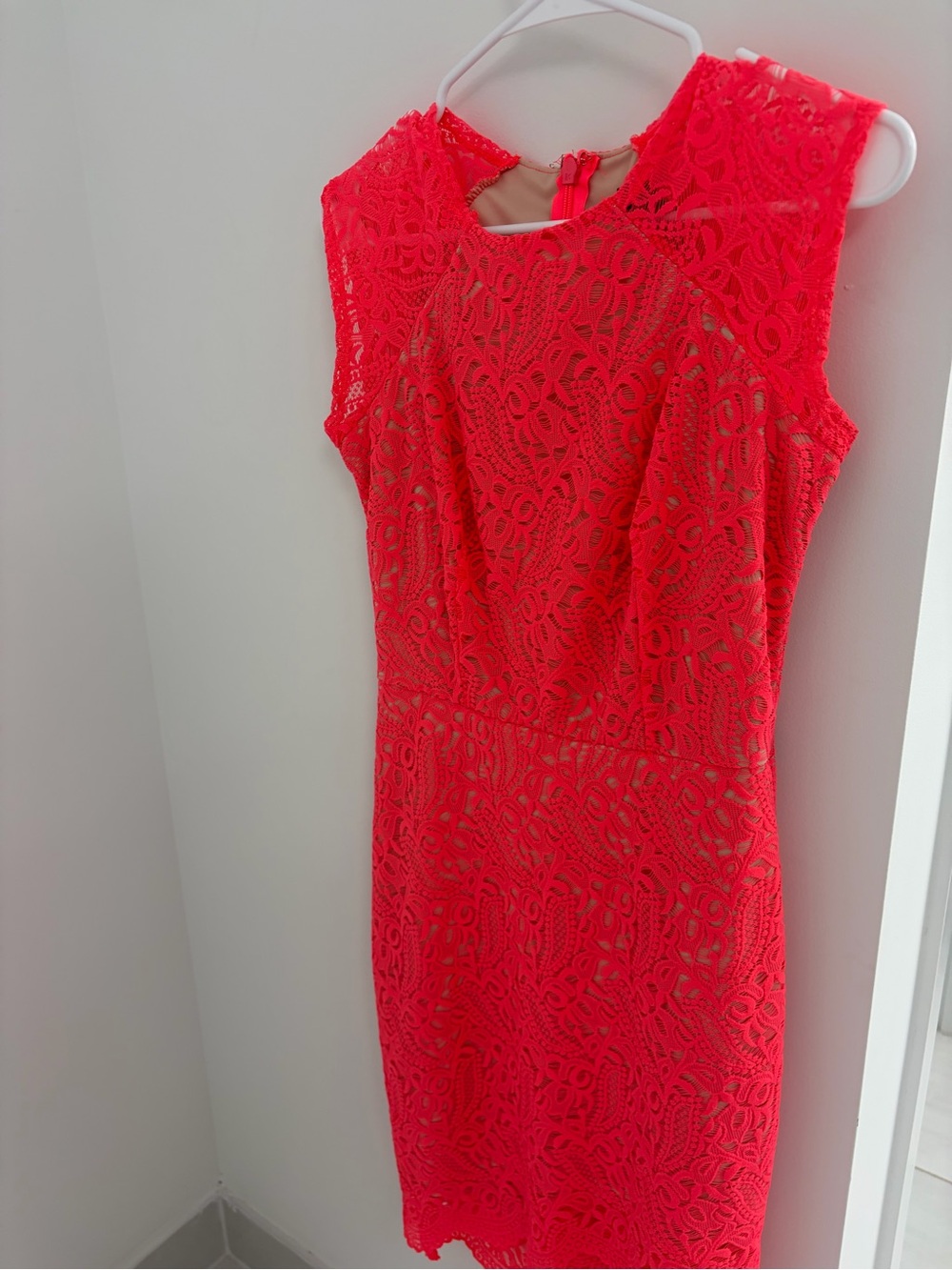 Lipsy Lace Sheath Dress in Bright Pink
